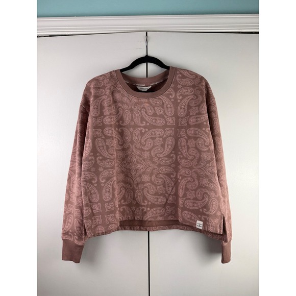 Lucky Brand Womens Paisley Fleece‎ Sweatshirt Mauve Pink Crewneck A217605 NWT L - Picture 2 of 10